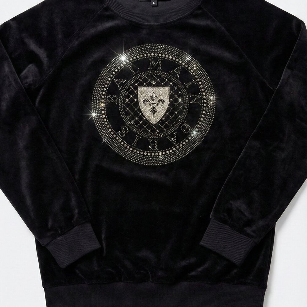 Balmain Paris Black Velvet Pullover
